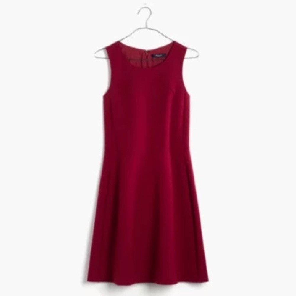 Madewell A-Line Dress Women 2 Burgundy Good Sleeveless Ponte Zip Back C9640